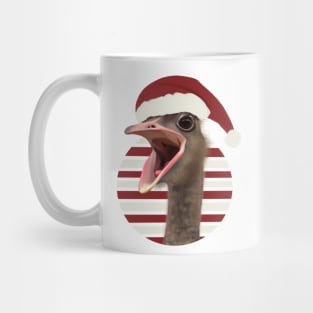 Cheerful Festive Ostrich With Santa Hat Mug